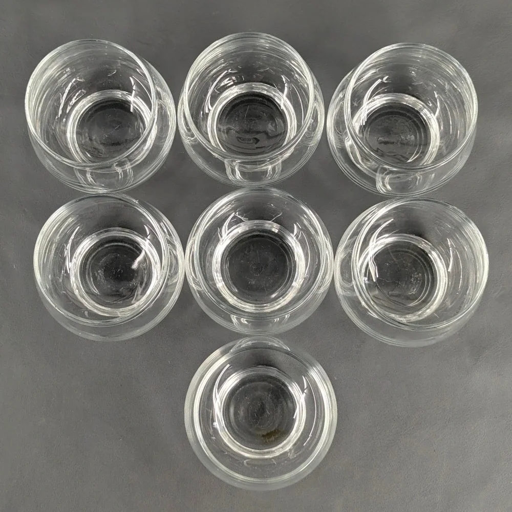 Set of 7 Clear Glass Stemless Snifters Weighted Base Whiskey Brandy Tumblers
